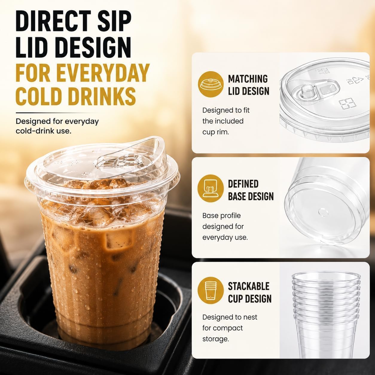 Thumbnail 6 de JYTHGPUC fu 16 oz Clear PET Cups with Strawless Sip Lids, 100 Pack
