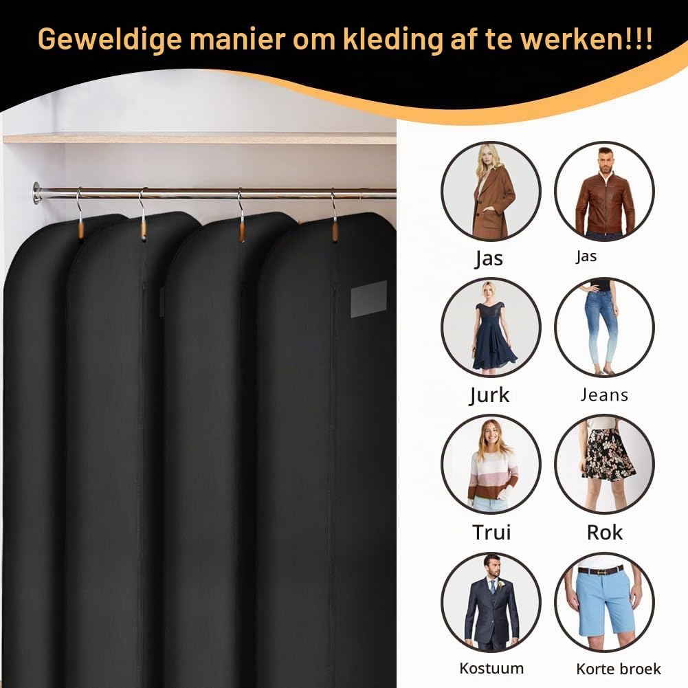 Thumbnail 6 de Vicloon kledinghoezen 60 x 180 cm, set van 2 met rits en kijkvenster