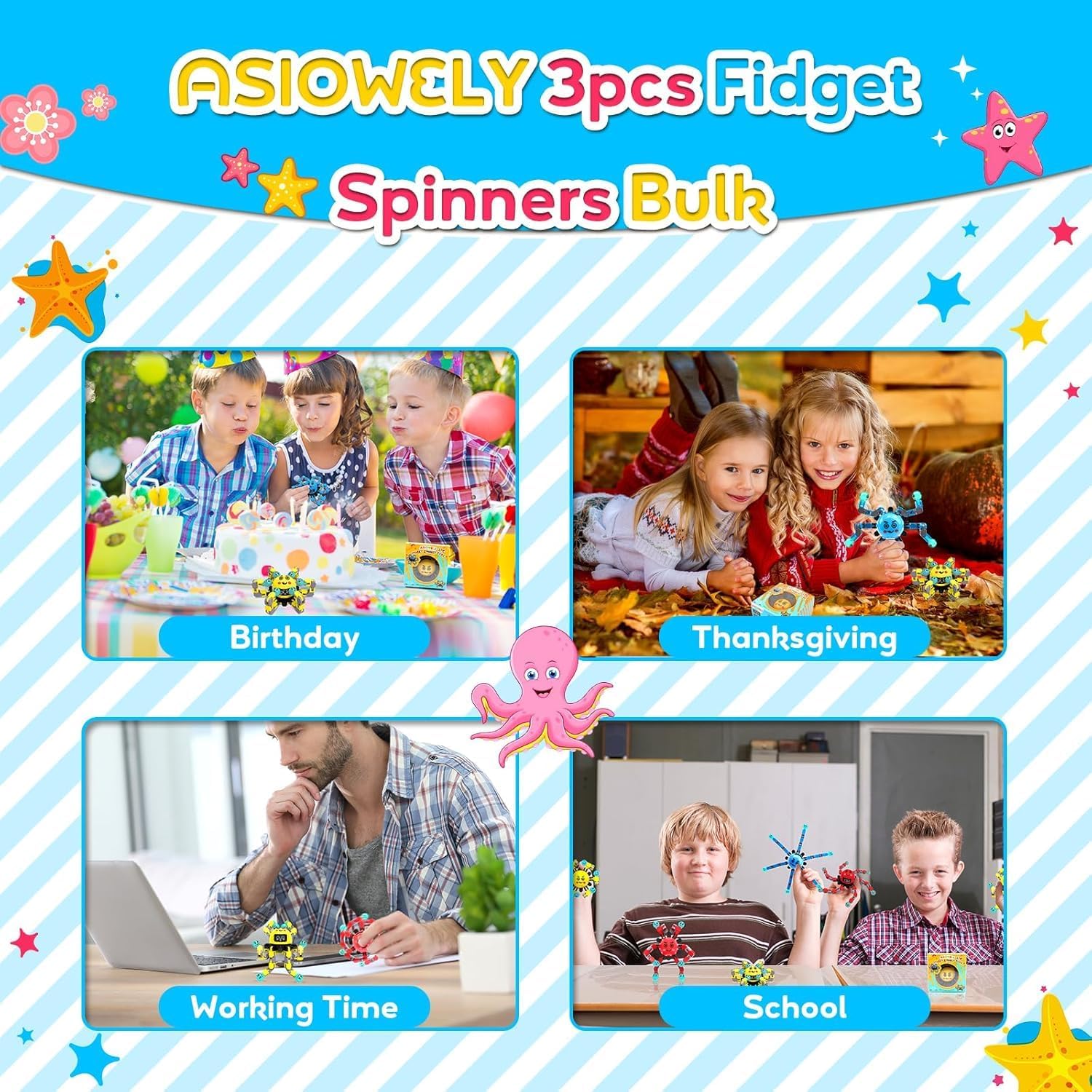Thumbnail 5 de ASIOWELY Transformable Fidget Spinner 3-Piece Set