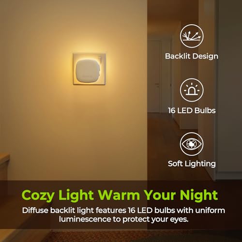 Detalle de AUVON Plug-in LED Backlit Night Light 2-Pack with Motion and Dusk-to-Dawn Sensor