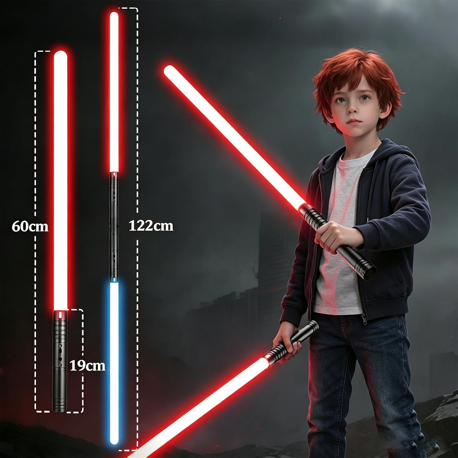 Detalle 1 de Airmsa lightsaber 2.0 lichtzwaardset, 2 x 60 cm, RGB en FX-geluid