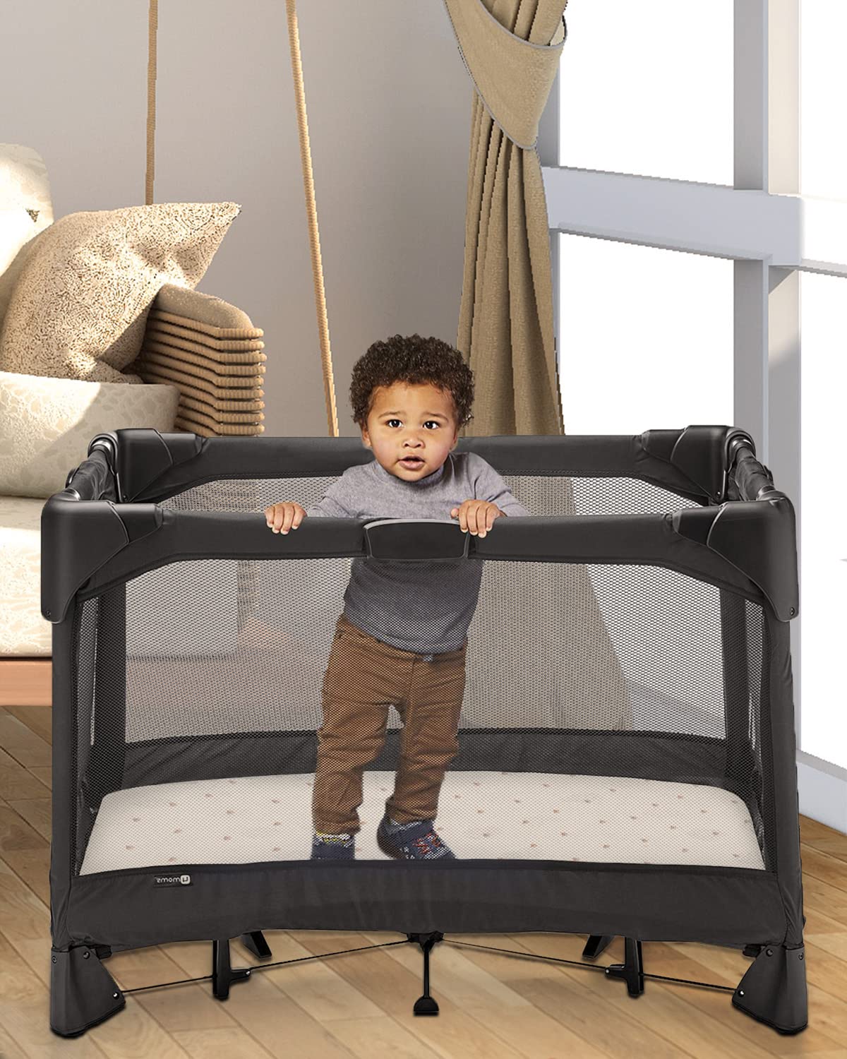 Detalle 2 de Blissful Diary Muslin Mini Crib Sheets (Pack N Play), 2-Pack — Sunshine & Brown
