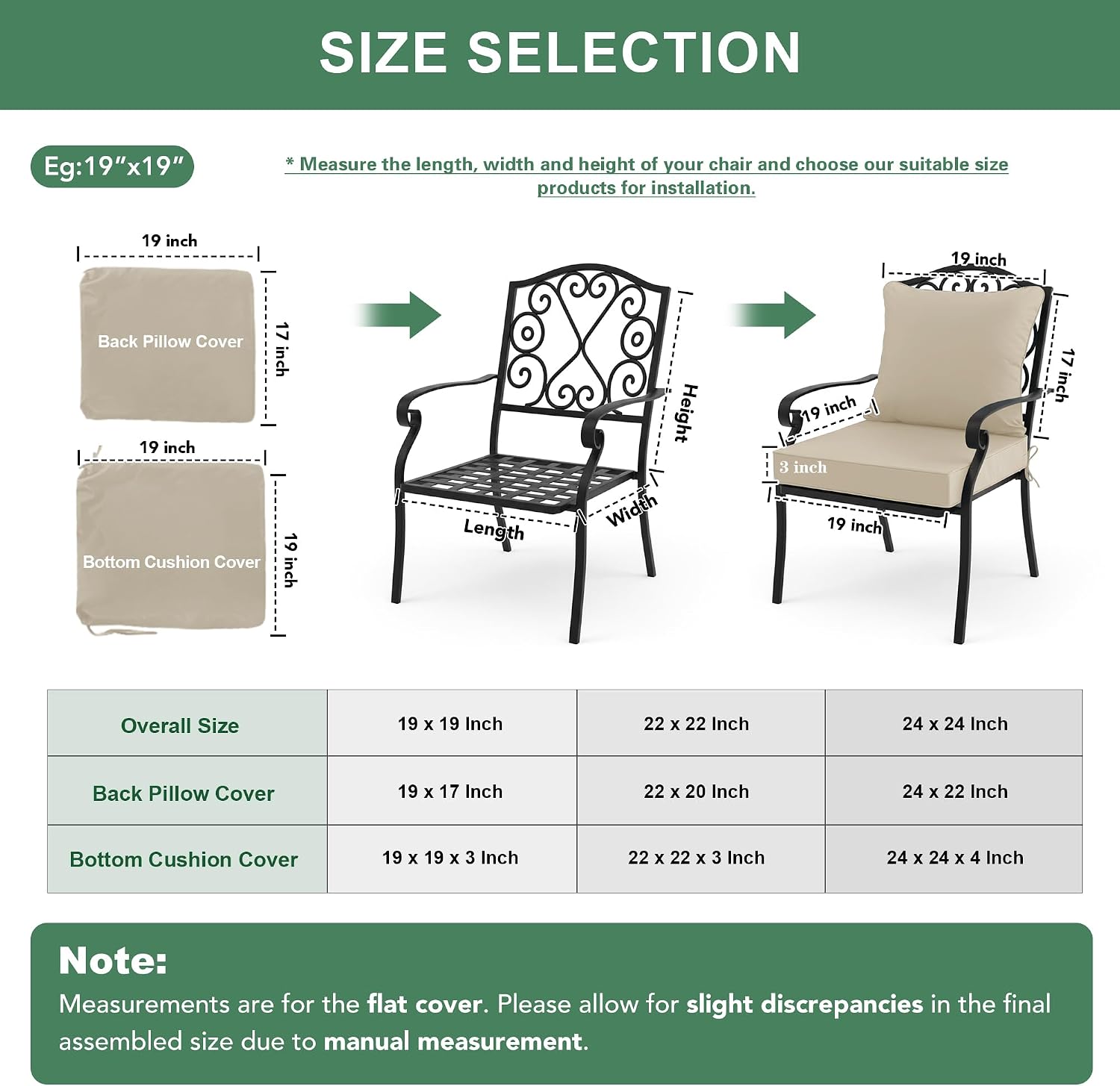 Thumbnail 6 de Summsun SSA-2424-Cream-4P Outdoor Chair Cushions, Cream, Set of 4