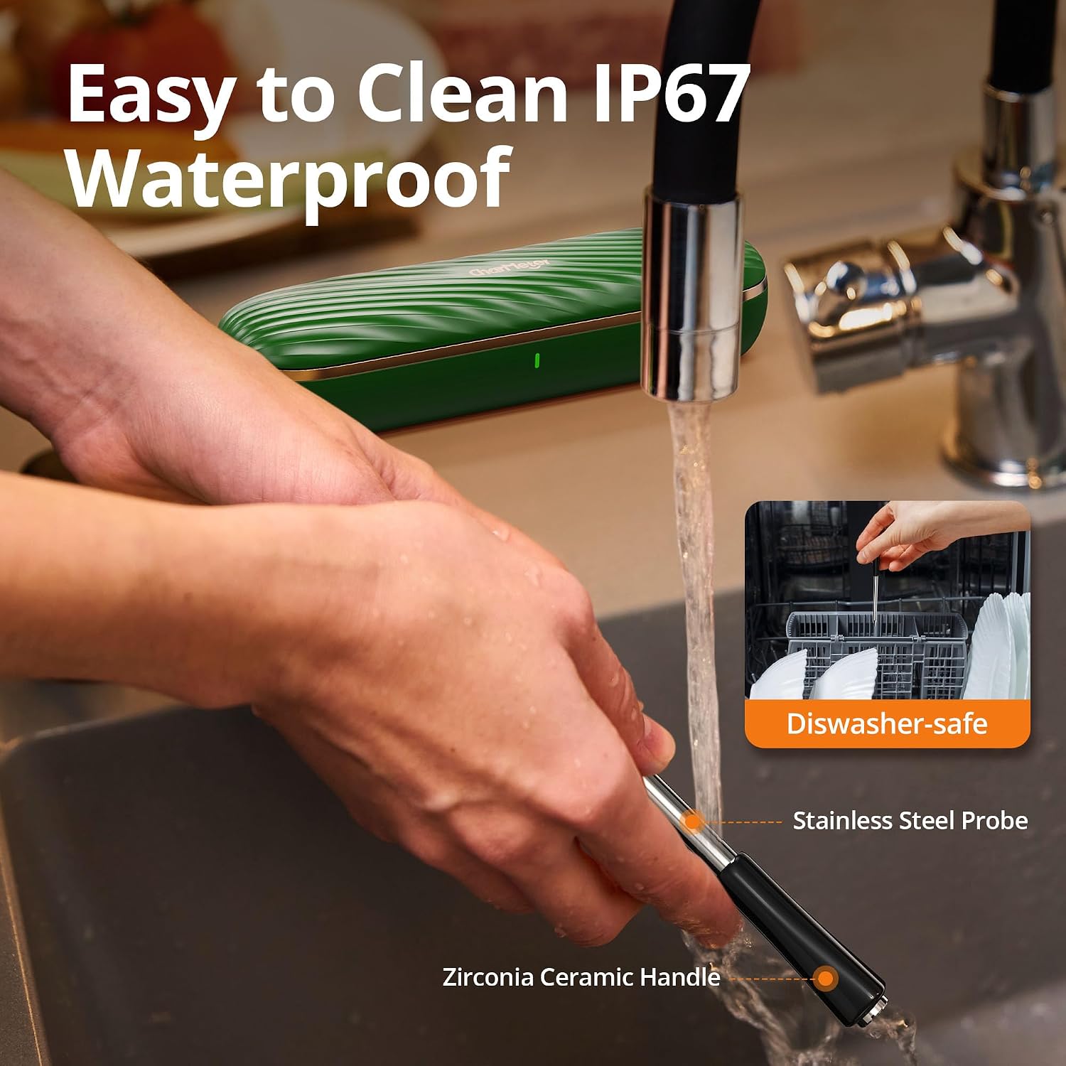 Thumbnail 4 de CharMeter INT-11X-B Wireless Meat Thermometer Probe: Ultra-Long Range, Dual Sensors and Rechargeable Case