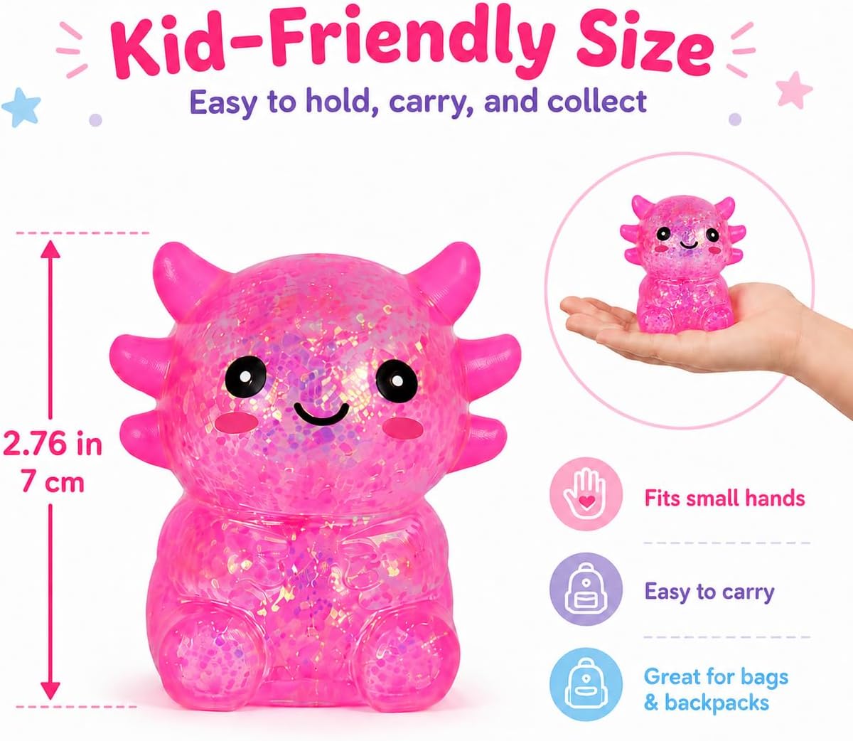 Detalle de Axolotl Squishy Stress Ball: Soft TPR Slow Rising Seated Axolotl Toy
