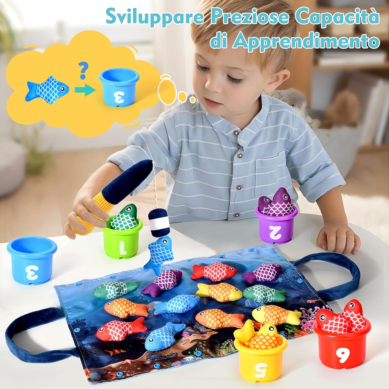 Detalle 2 de Yitical Giochi Bambini 20 pezzi gioco pesca montessori 🎲