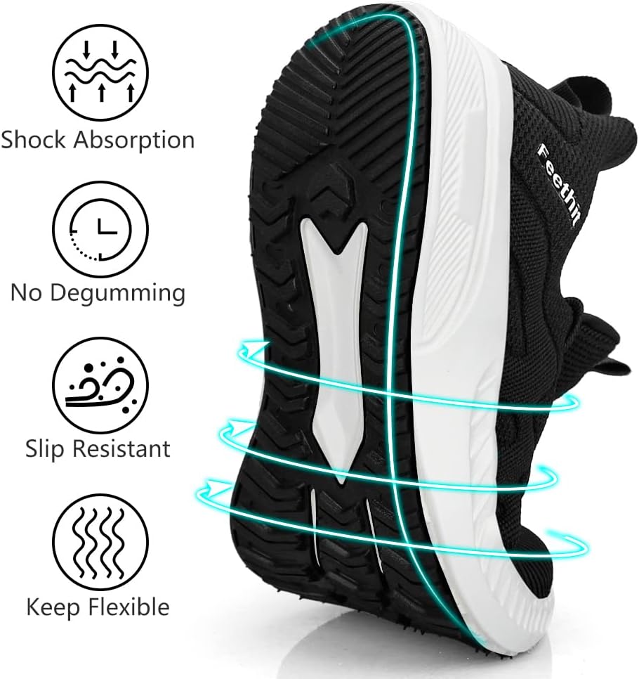 Detalle de Feethit Mens Non Slip Walking Sneakers: Lightweight Breathable Slip-On Athletic Shoes