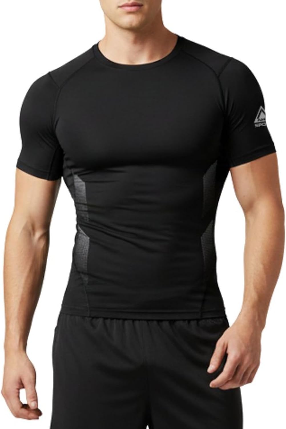 Detalle 2 de AMZSPORT Maglietta a Compressione Uomo a Manica Corta: baselayer sportivo per corsa, ciclismo e palestra