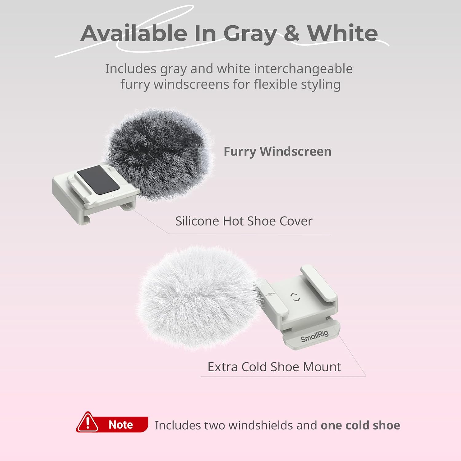 Detalle 2 de SmallRig Furry Windscreen Kit (2pcs) for Canon EOS R50 V with Cold Shoe Adapter and Wind Muff – 5434