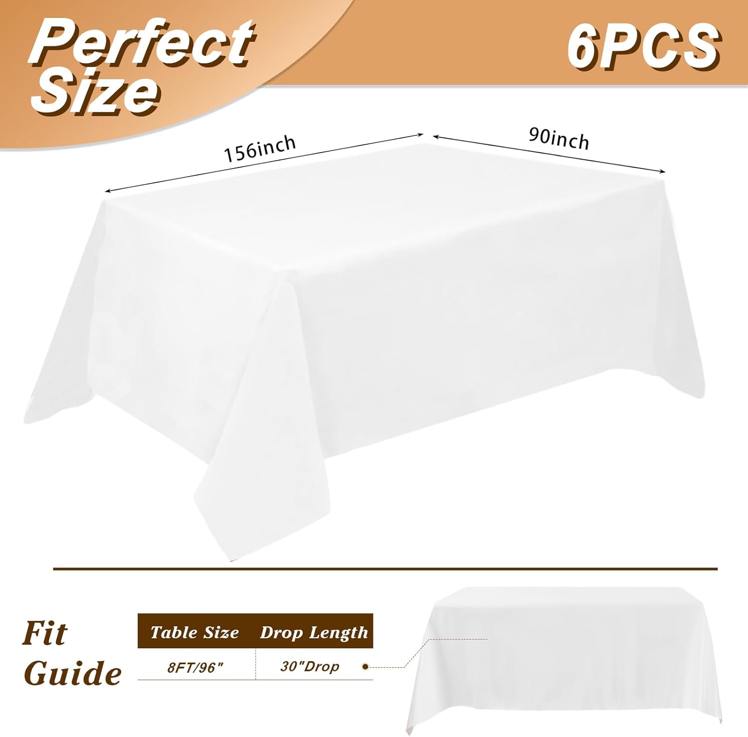 Thumbnail 3 de Fixwal 90x156 White Table Cloth