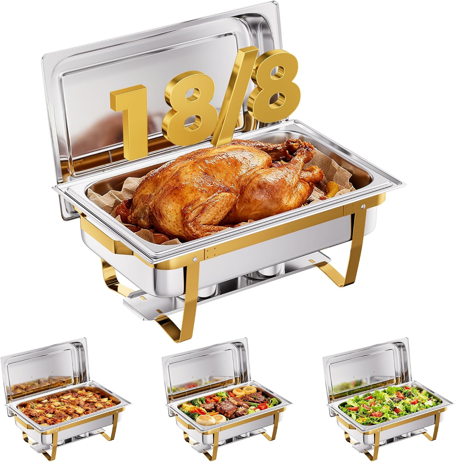Detalle de CAMMOO RG404 9QT 4-Pan Gold Chafing Dish