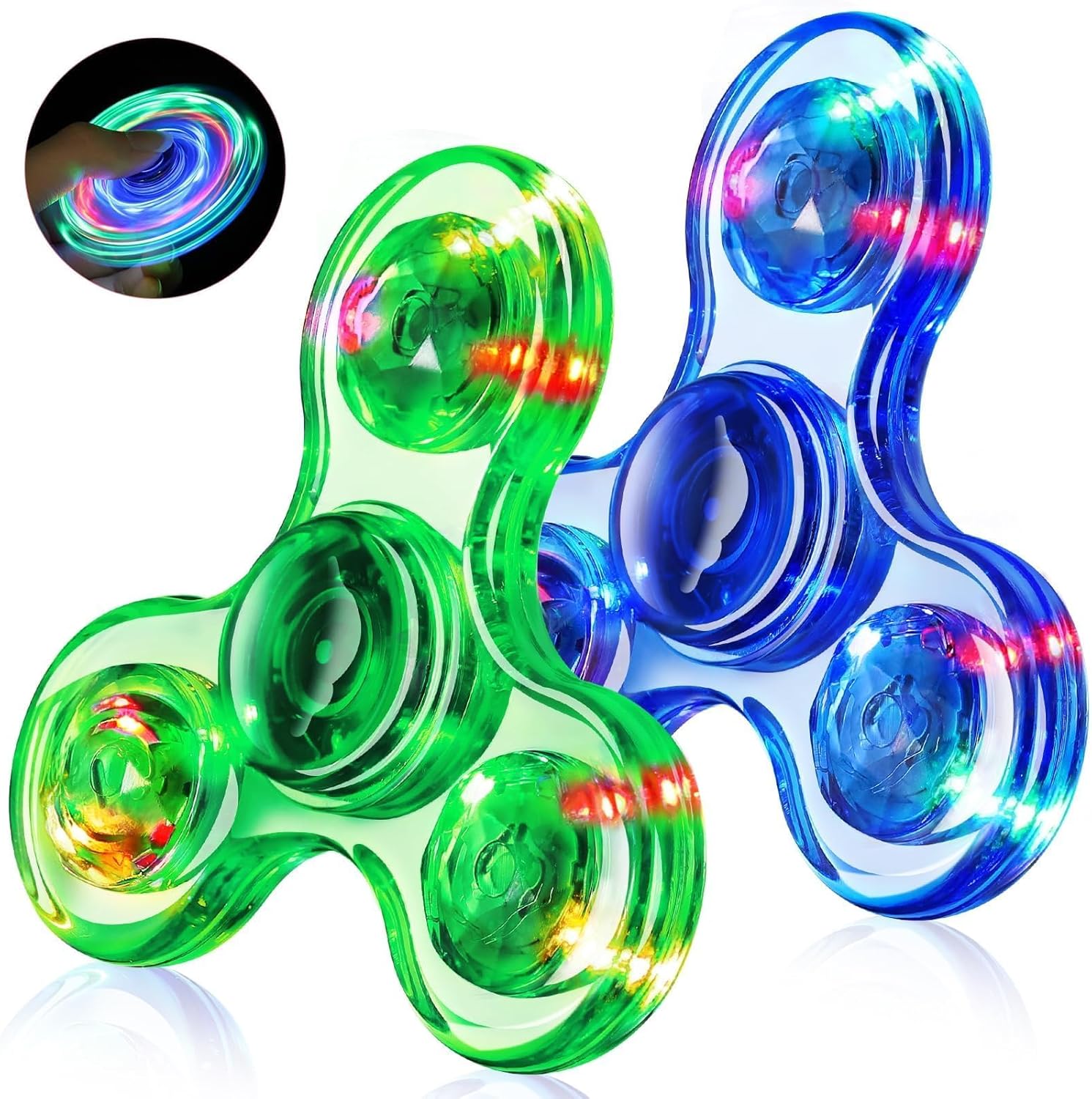 Fidget Spinner 2 Pack with Light-Up Sensory Fun for All Ages