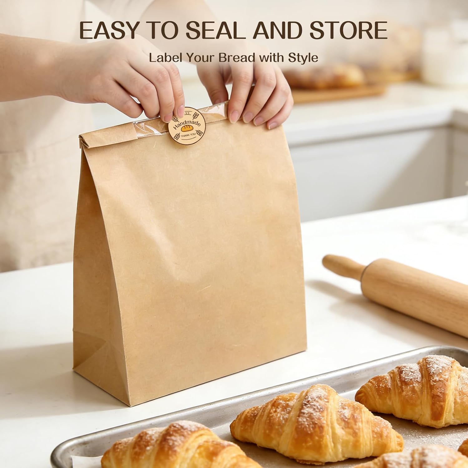 Detalle de Tripho 100 Pcs Bread Bags with Clear Window and 120 Stickers for Homemade Bread