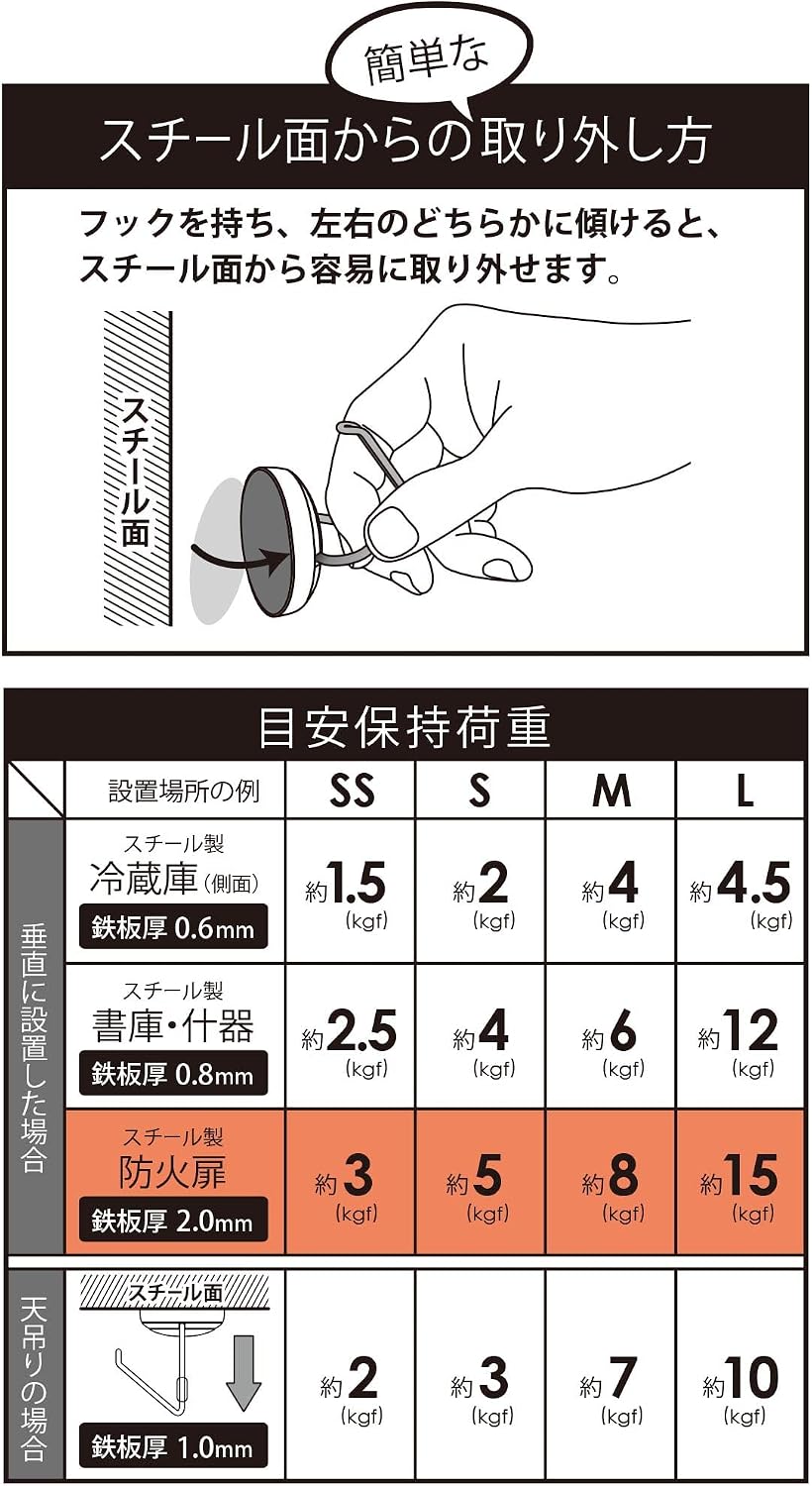 Thumbnail 6 de マグエックス AZR-15K マグネットフックゼロスライドL 最大耐荷重15kg・黒