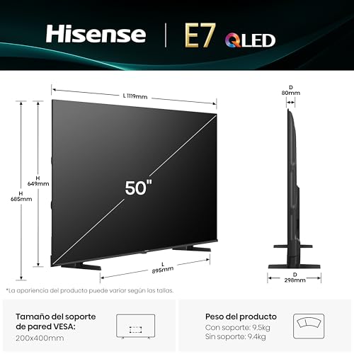 Thumbnail 1 de Hisense 50E7Q: TV QLED 50" con Dolby Vision/Atmos, VRR 120 y HDMI 2.1