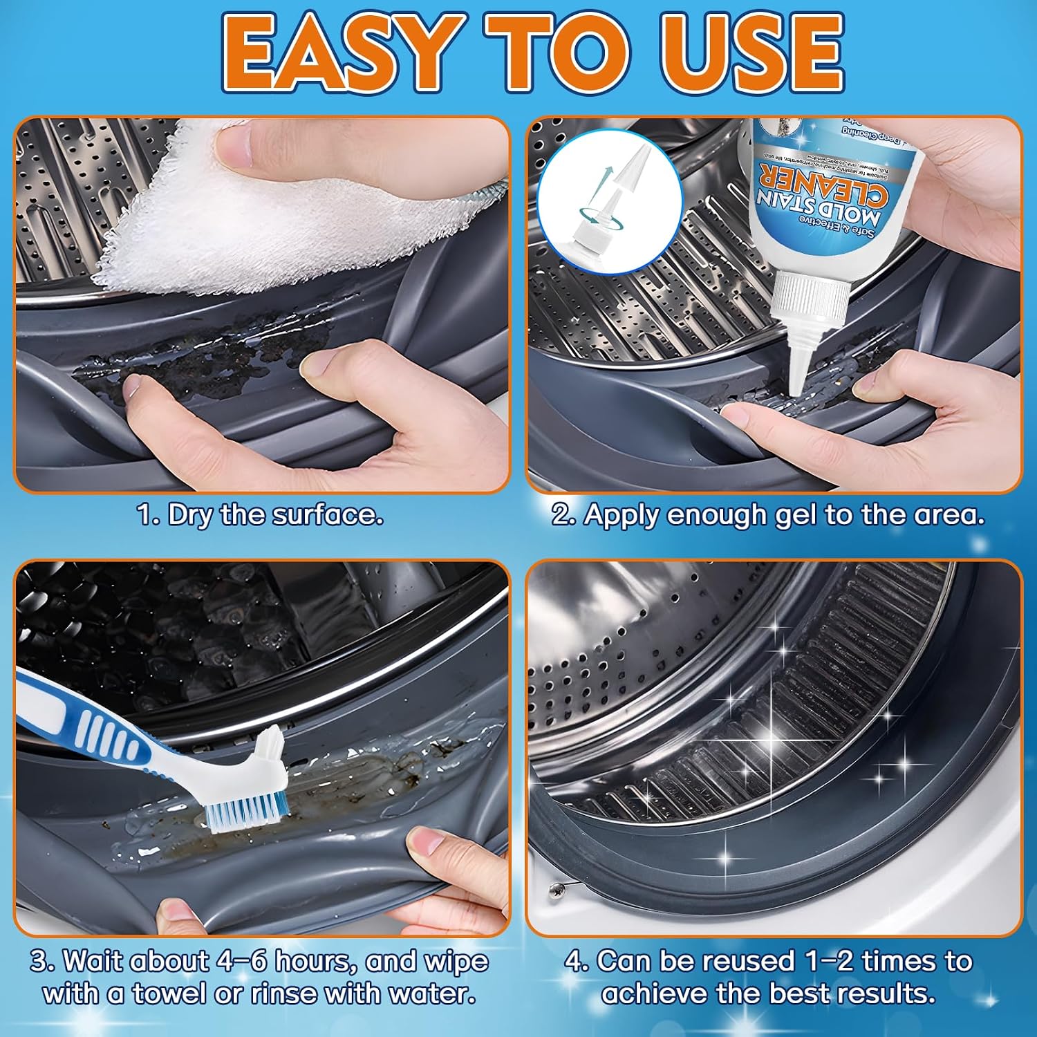 Detalle 2 de Vigorder Mold Stain Cleaner Gel, 8 fl oz for Seals, Grout & Caulk