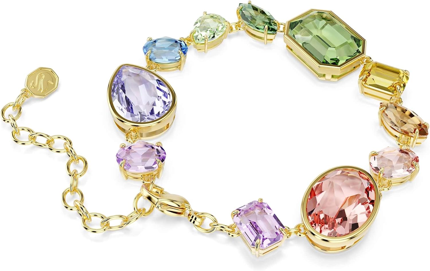 Detalle de Swarovski Braccialetto Gema: elegance dorata con taglio misto e multicolore
