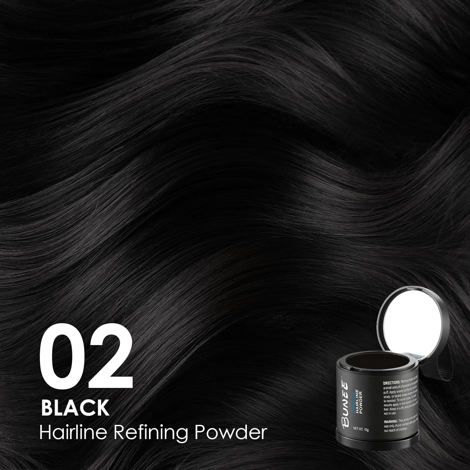 Detalle 2 de Haaransatz Puder 10 g Schwarz mit Spiegel