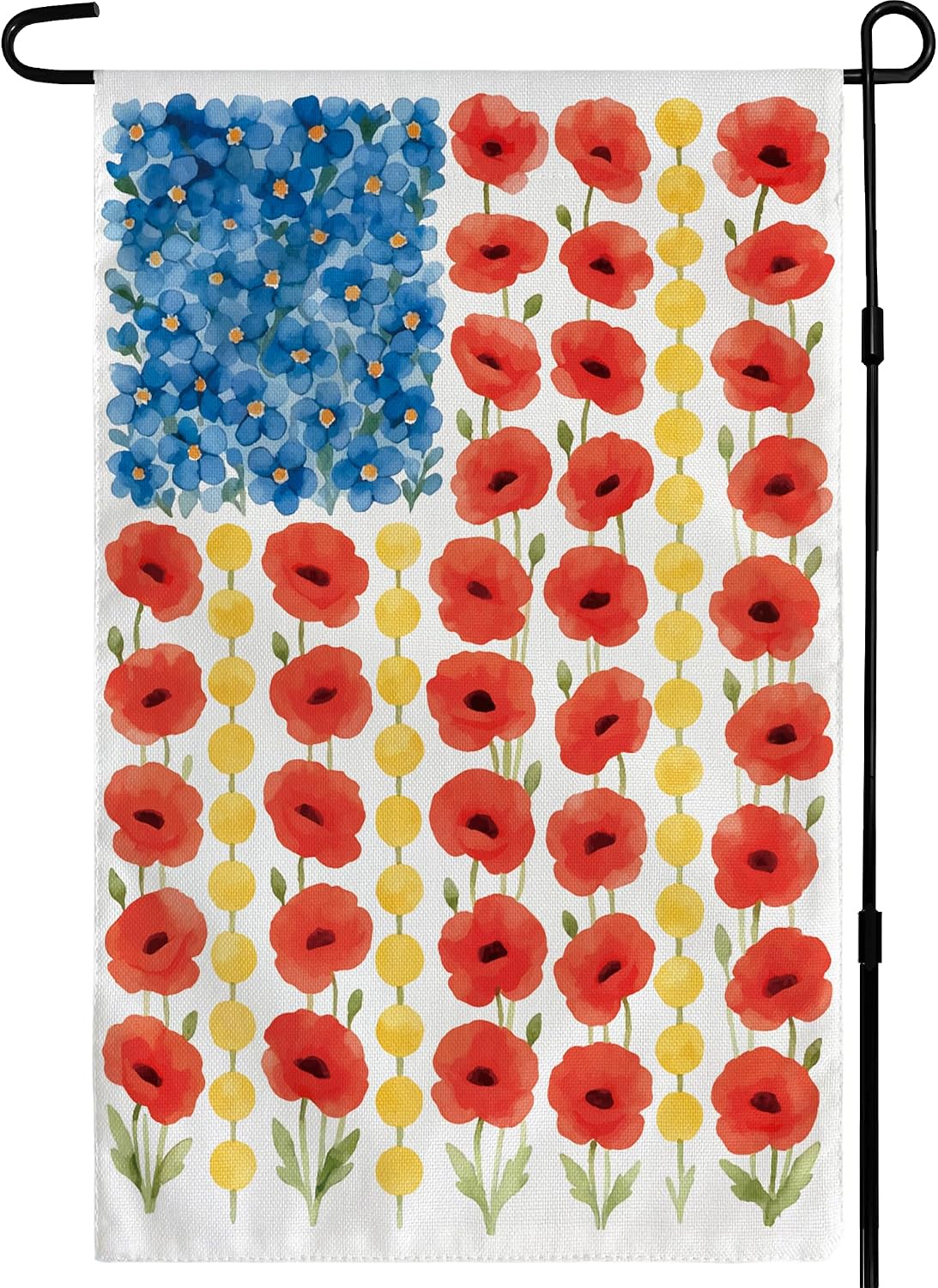 Detalle de OHOME Memorial Garden Flag-OHOME-1127, Double-Sided Patriotic Poppy Flag, 12 x 18 Inches