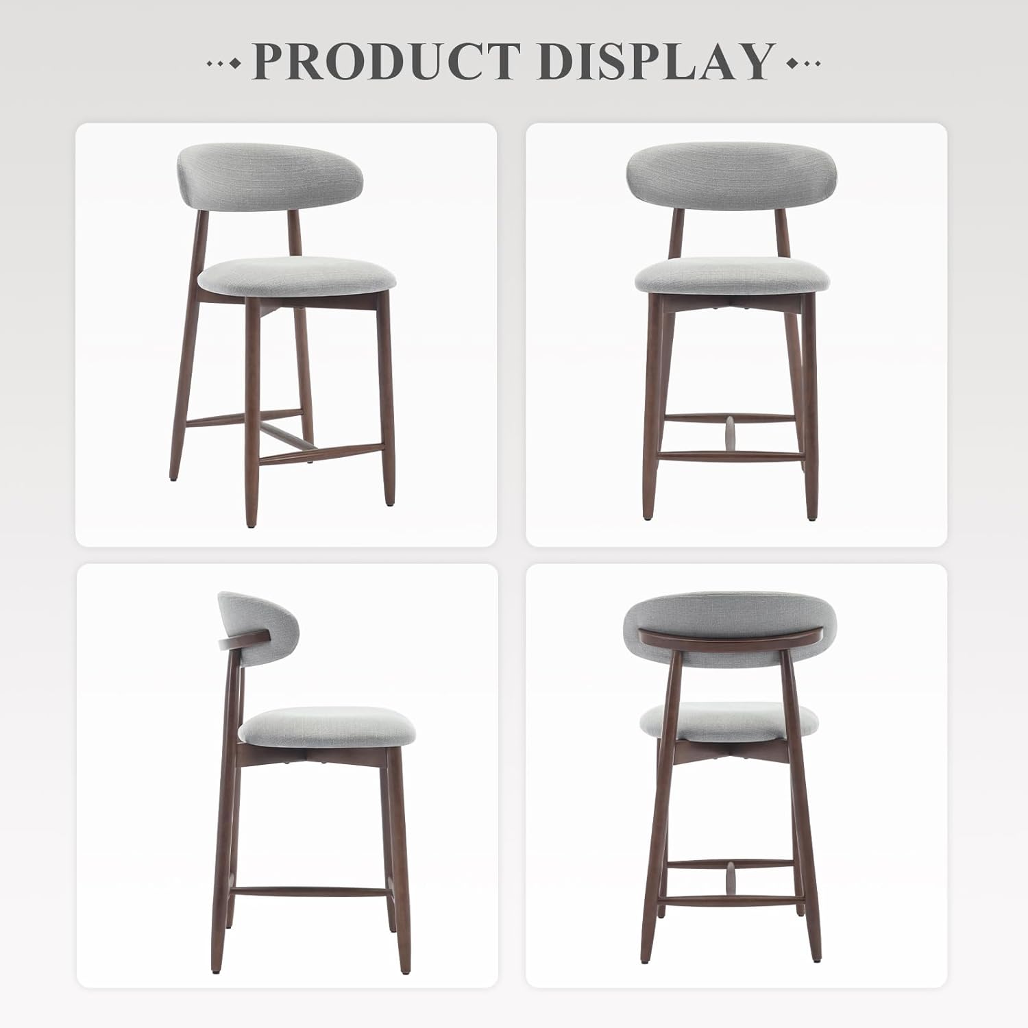 Thumbnail 5 de COLAMY VC-B6269-LGY3-FB-4B Upholstered Counter Stools, Set of 4, Light Grey