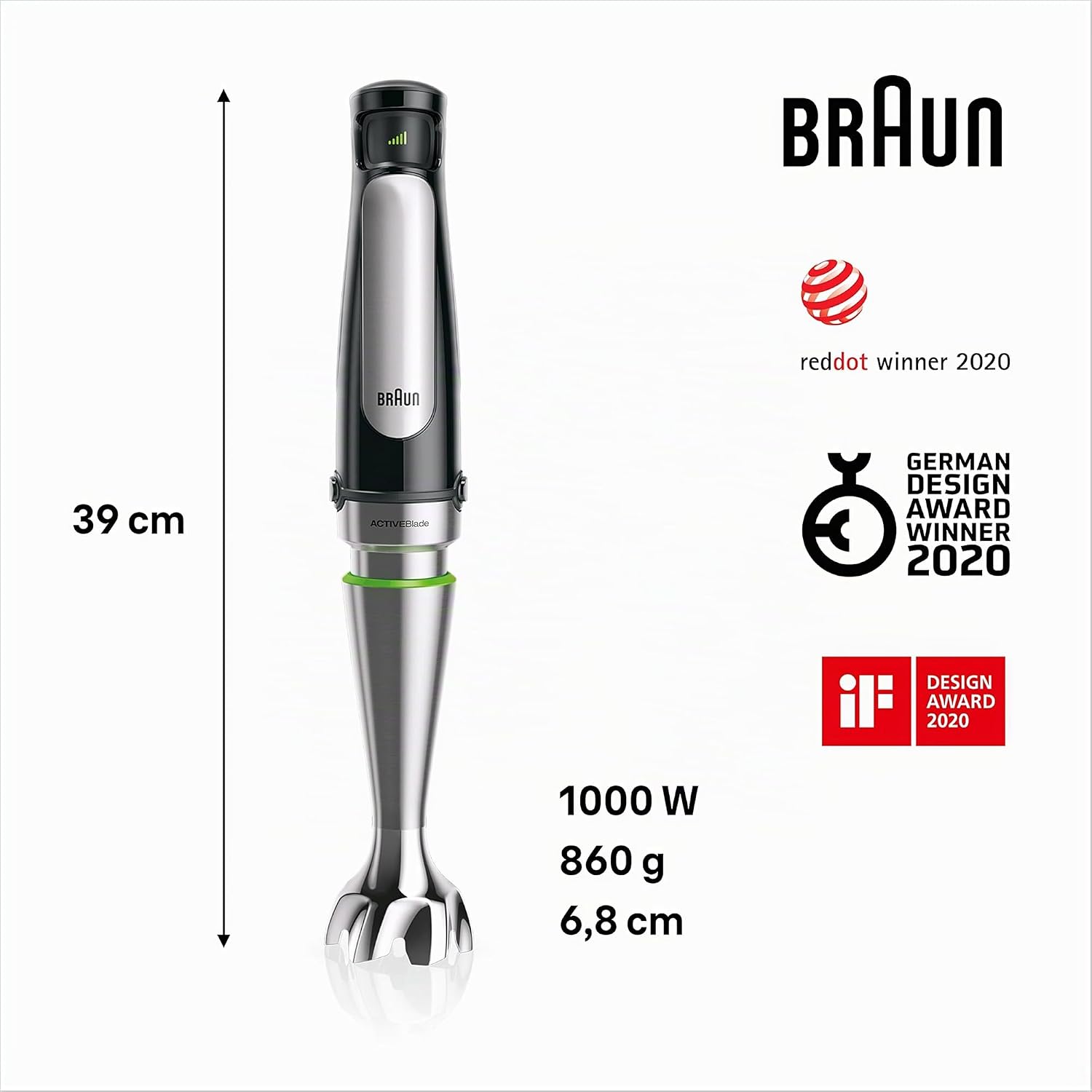 Detalle de Braun MultiQuick 7 MQ7035X Frullatore a Immersione con SplashControl, ActiveBlade e EasySmartSpeed