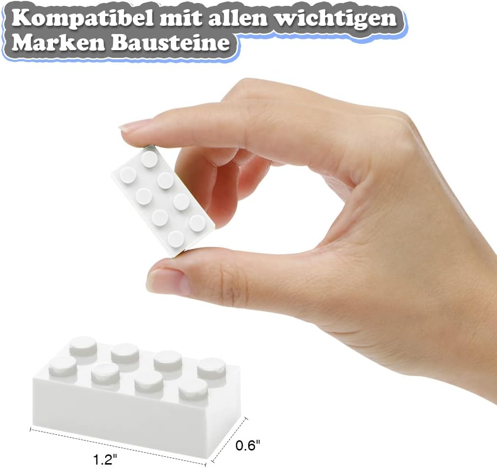 Detalle de Etarnfly Bausteine 100 Teile 2x4 Classic – kompatible weiße Grundsteine für kreatives Bauen