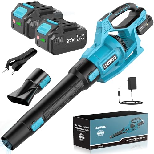 Detalle de LEEIKOO 21V Soffiatore a Batteria con 2 Batterie 4,0Ah – Set completo