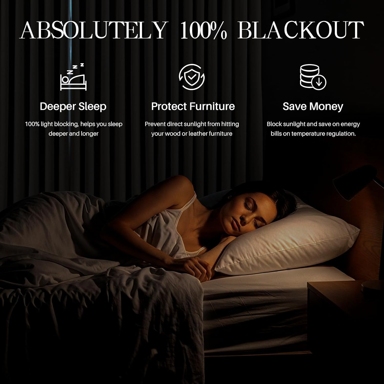 Detalle 2 de Pinch Pleated Blackout Linen Curtains (95" Long, 2 Panels) — 100% Blackout Thermal Room Darkening Drapes