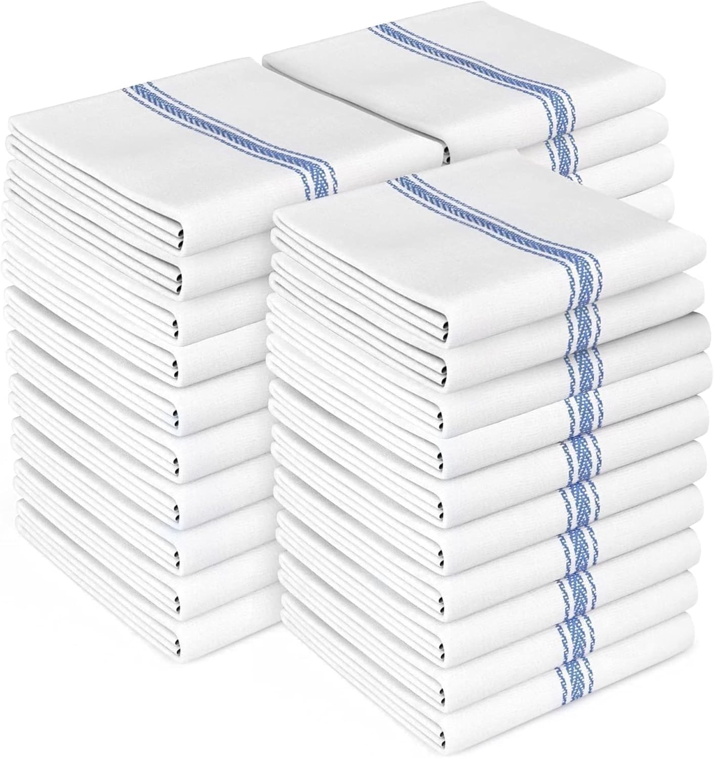 Detalle de Zeppoli Classic Kitchen Towels - 30 Pack, 100% Natural Cotton, 14" x 25", Blue Striped