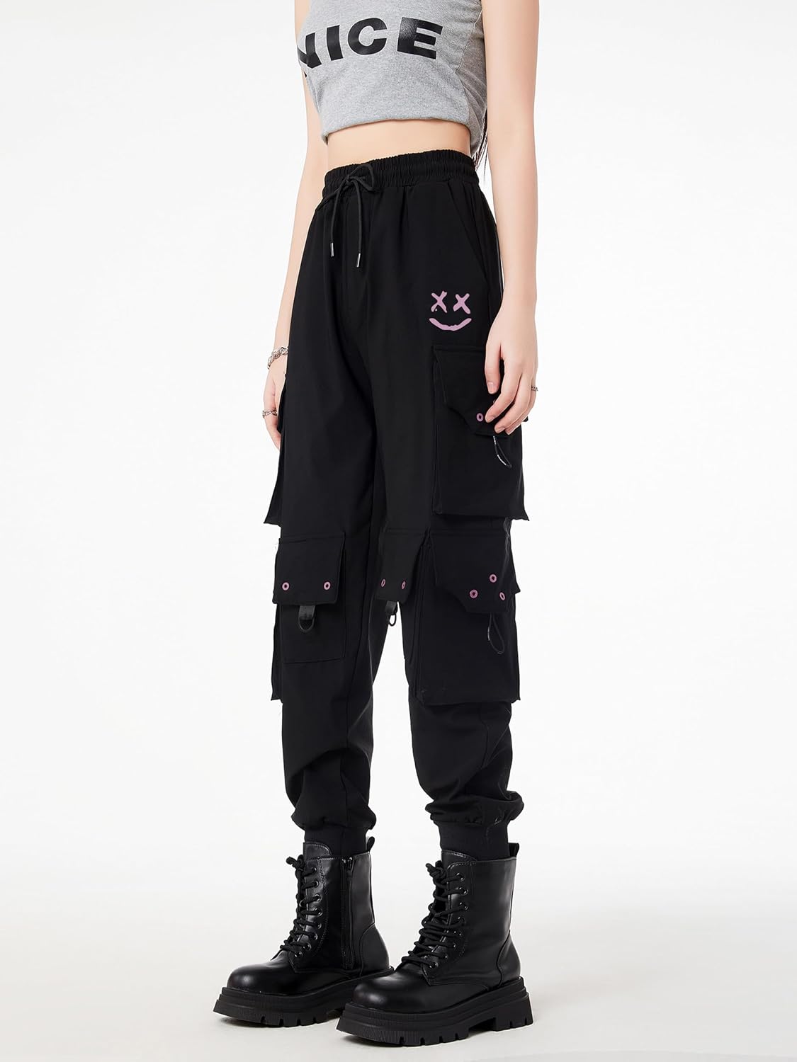 Thumbnail 2 de CLOAKA Cargohose für Damen – High Waist Jogginghose im Gothic/Y2K-Style mit Stretch & Gummizug