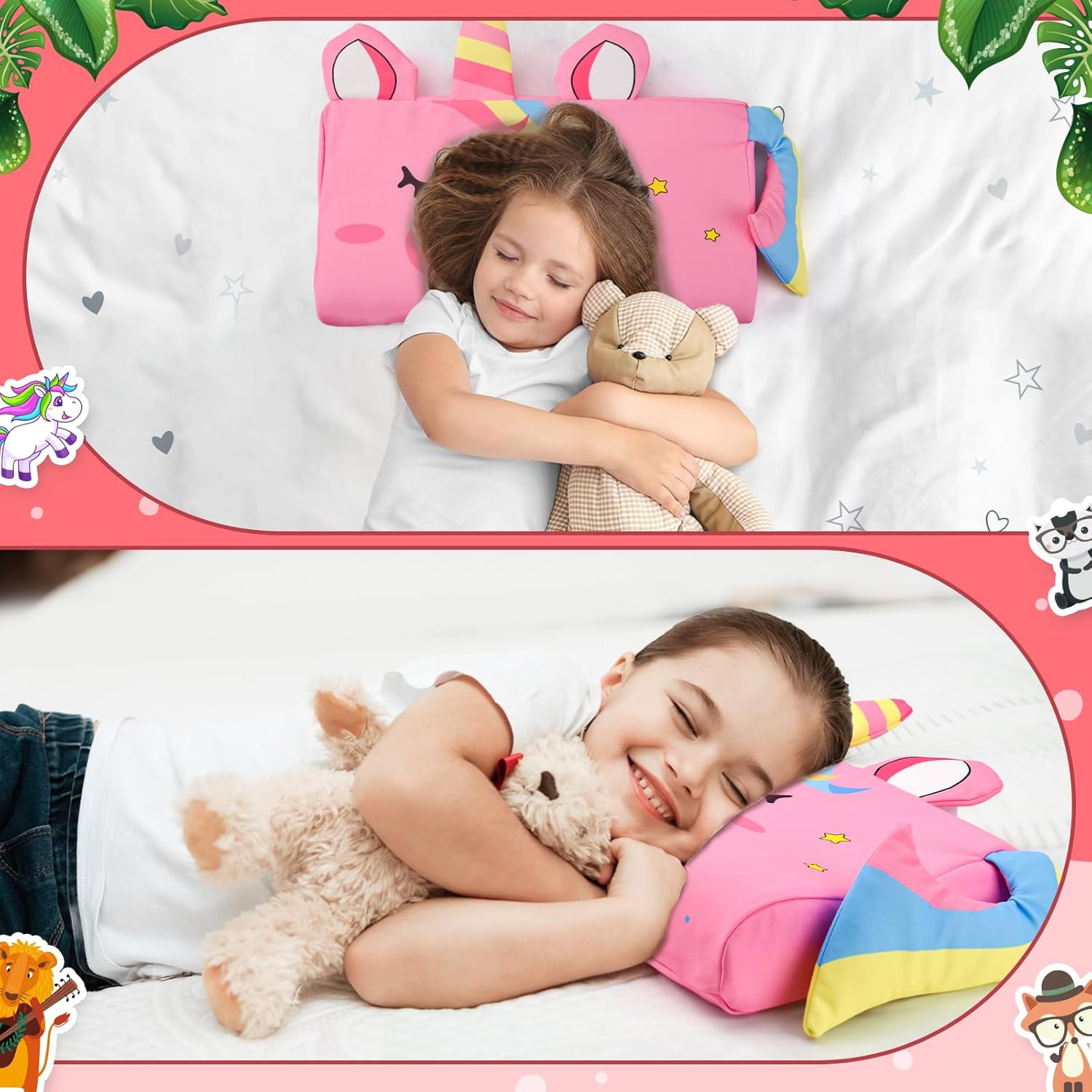 Thumbnail 5 de YAOZUP Cuscino Memory Foam per Bambini (3-10 anni) con federa Unicorno, 45×27×5/7 cm