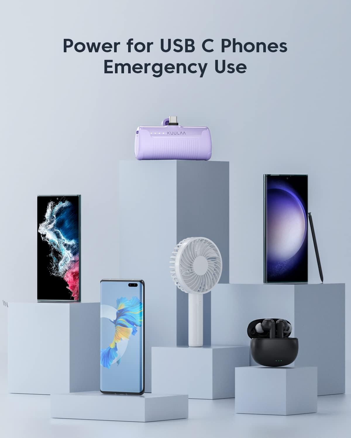 Thumbnail 6 de Kuulaa 4500mAh USB‑C Portable Charger: Compact Power Bank for Android, with Built‑in USB‑C Cable