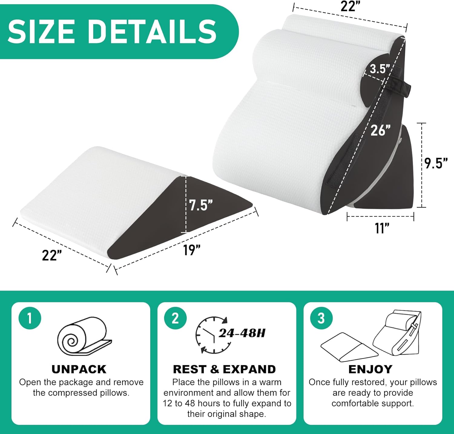 Thumbnail 1 de Bambulex 4PCS Wedge Pillow Set for After Surgery and GERD