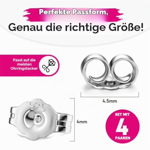 Detalle 1 de 925 Sterling Silber Ohrstecker Verschluss – Schmetterling Verschluss, Ersatz Ohrring-Verschlüsse 8 Stück/4 Paar von The Bead Shop