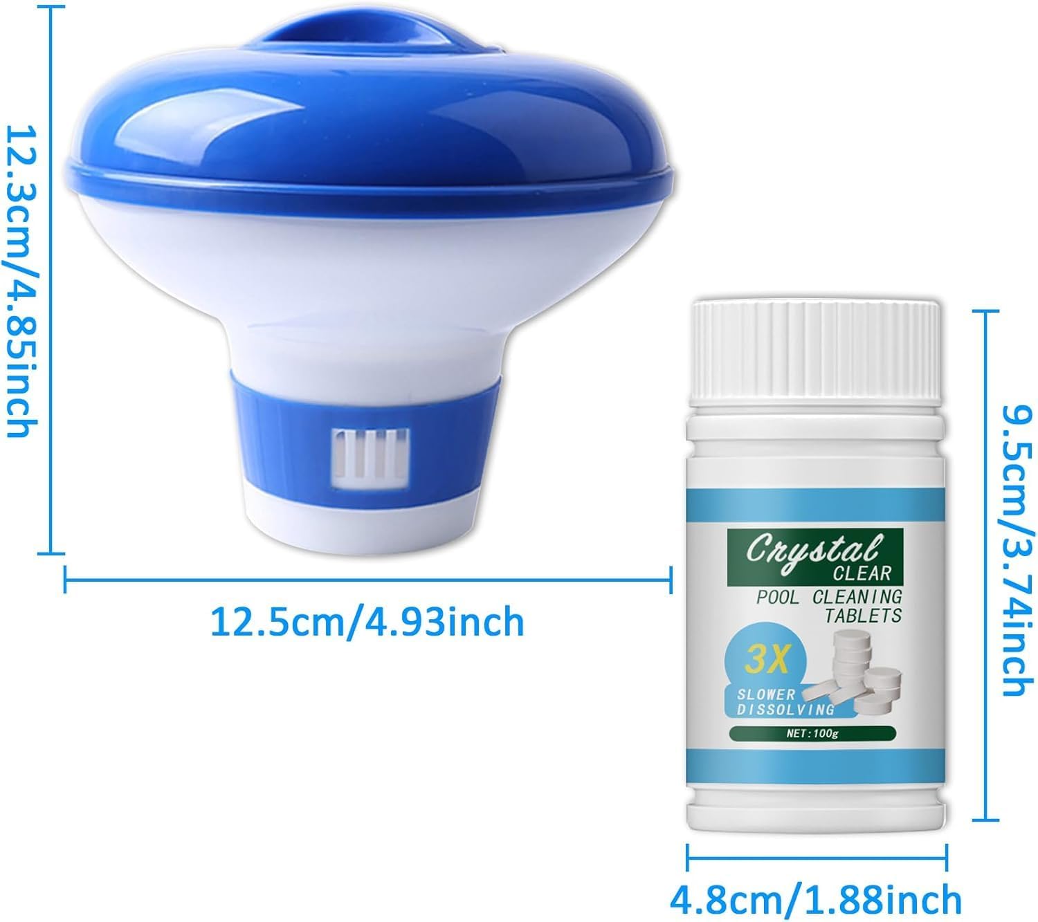 Detalle 2 de Hycago Floating Chlorine Dispenser with 100 Chlorine Tablets for Pools, Hot Tubs and Spas