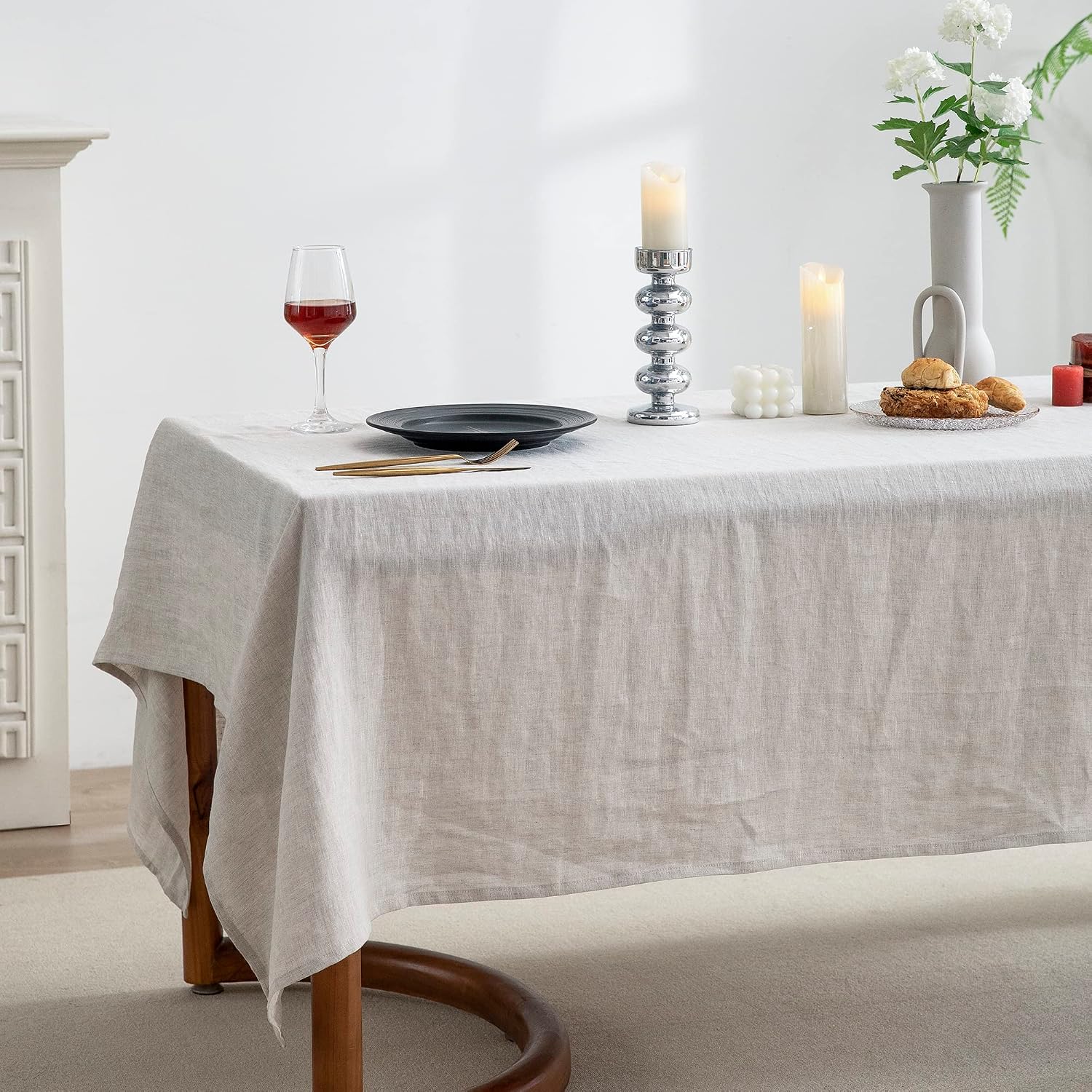 Thumbnail 4 de EVERLY 100% Pure Linen Rectangle Tablecloth 108×60 in
