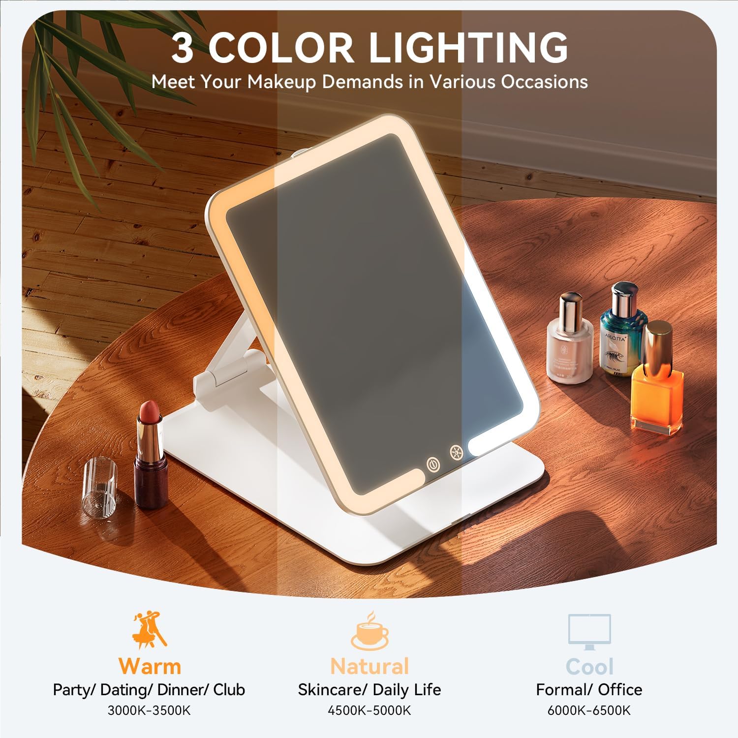 Detalle de Auxmir Rechargeable Makeup Mirror 3‑colour LED 💄
