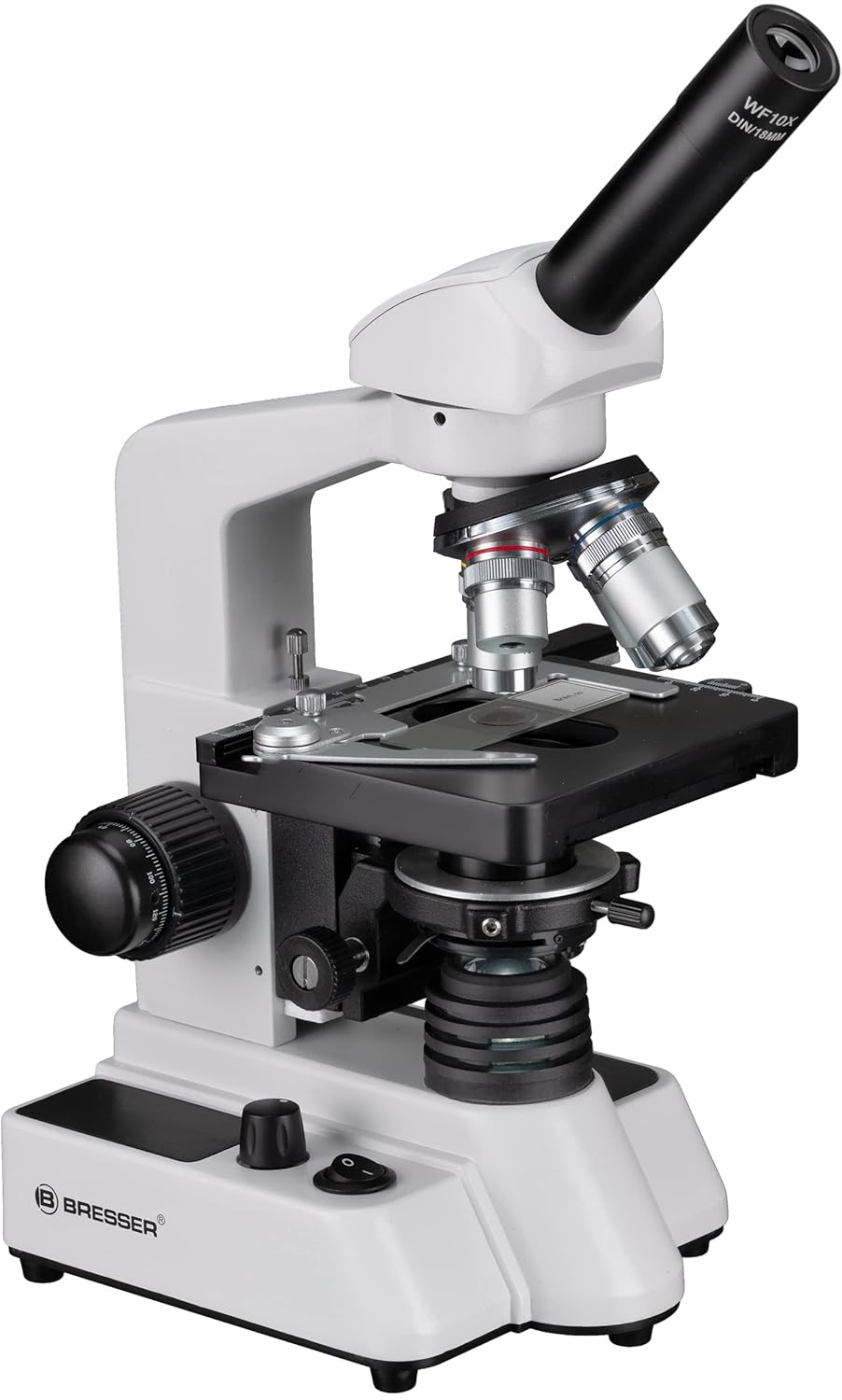 Detalle de Bresser Erudit DLX Monokulares Durchlicht-Mikroskop 40x–1000x mit Kreuztisch und Abbe-Kondensor