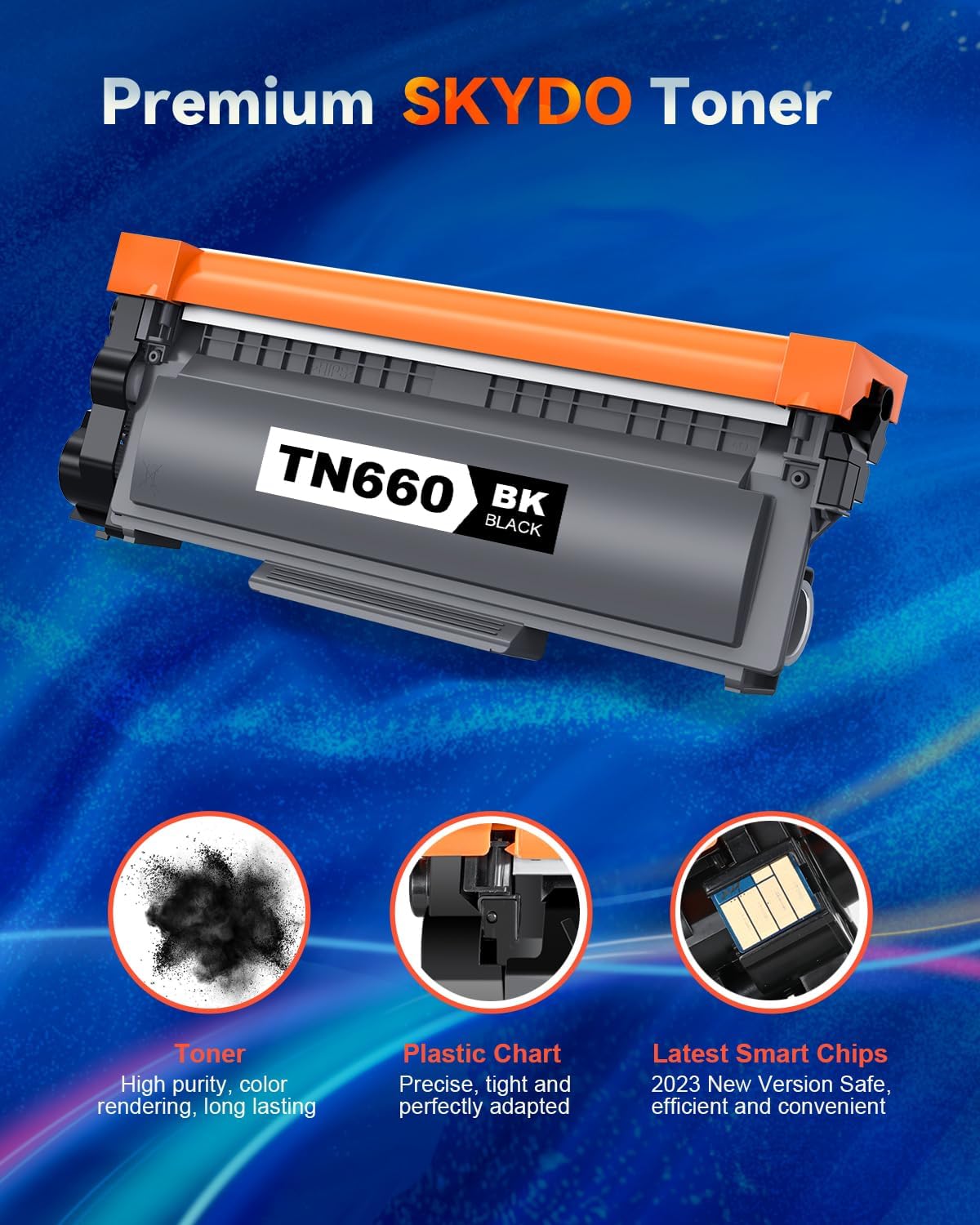 Detalle de Skydo TN660 Black Toner Cartridges, 2-Pack with Smart Chip Technology