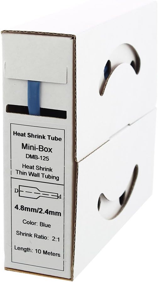 Detalle de Offgridtec krympslang med lim, 10 m, 4,8–2,4 mm, dubbelväggig, blå