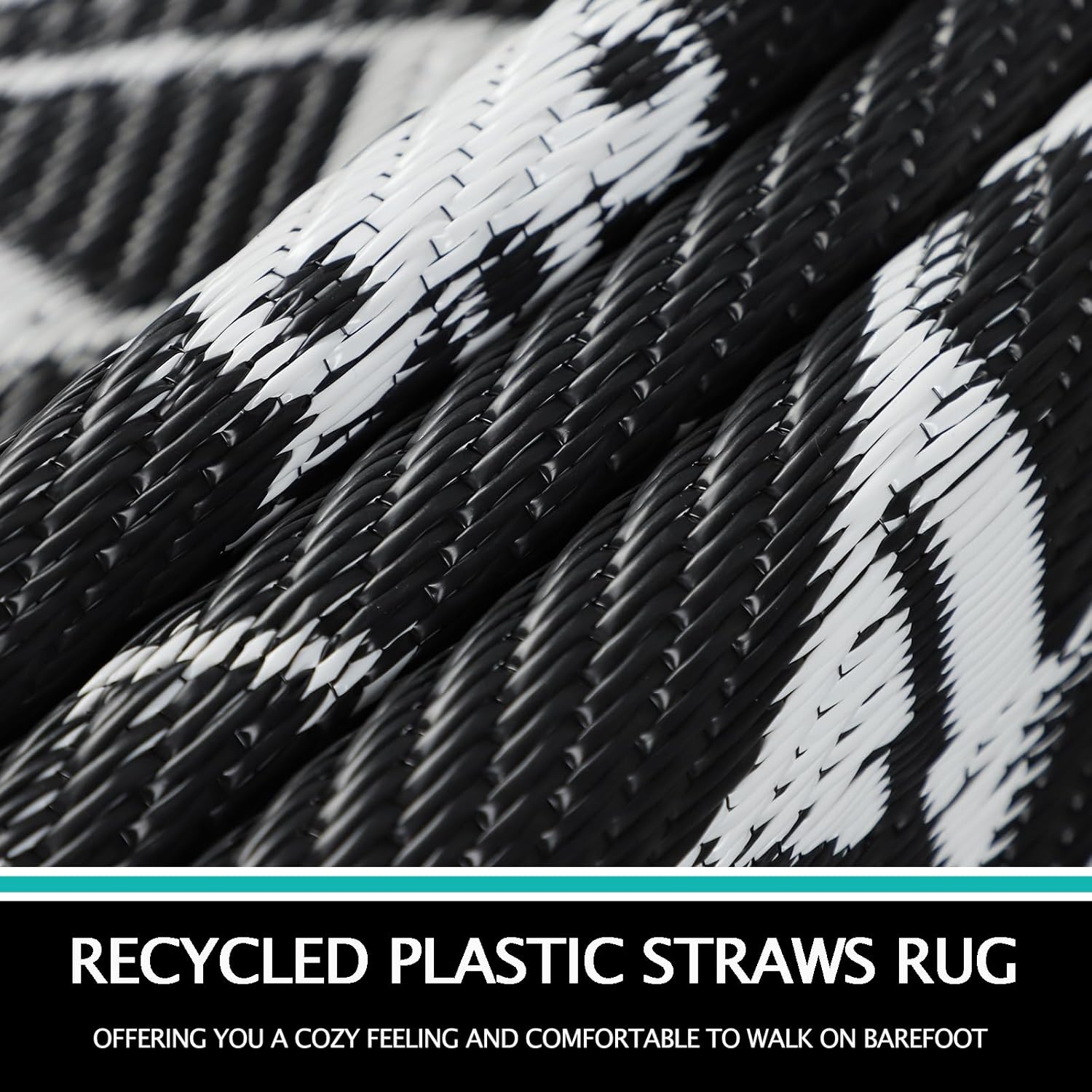 Thumbnail 5 de Capslpad Boho Round Outdoor Rug 240cm – Waterproof, Reversible, UV Resistant Plastic Straw Style Mat