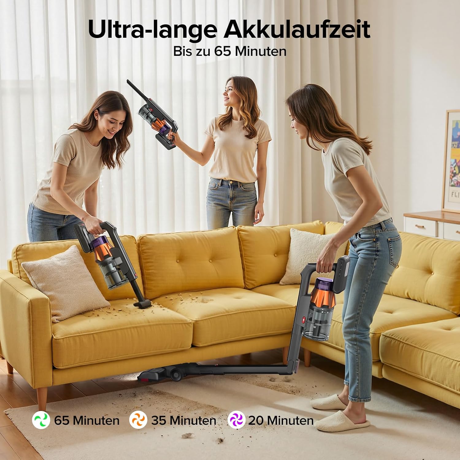 Thumbnail 6 de Lubluelu Akku Staubsauger 65 Min. Laufzeit