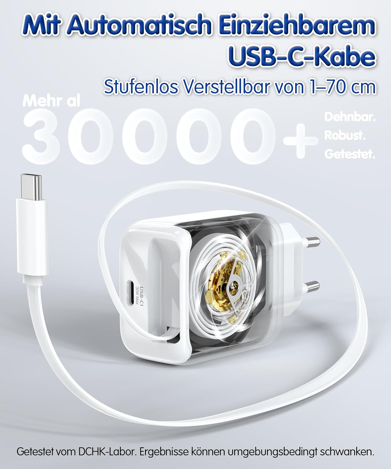 Thumbnail 2 de HARIBO 30W USB-C Ladegerät mit einziehbarem Kabel – GaN Netzteil mit zwei USB-C Ports