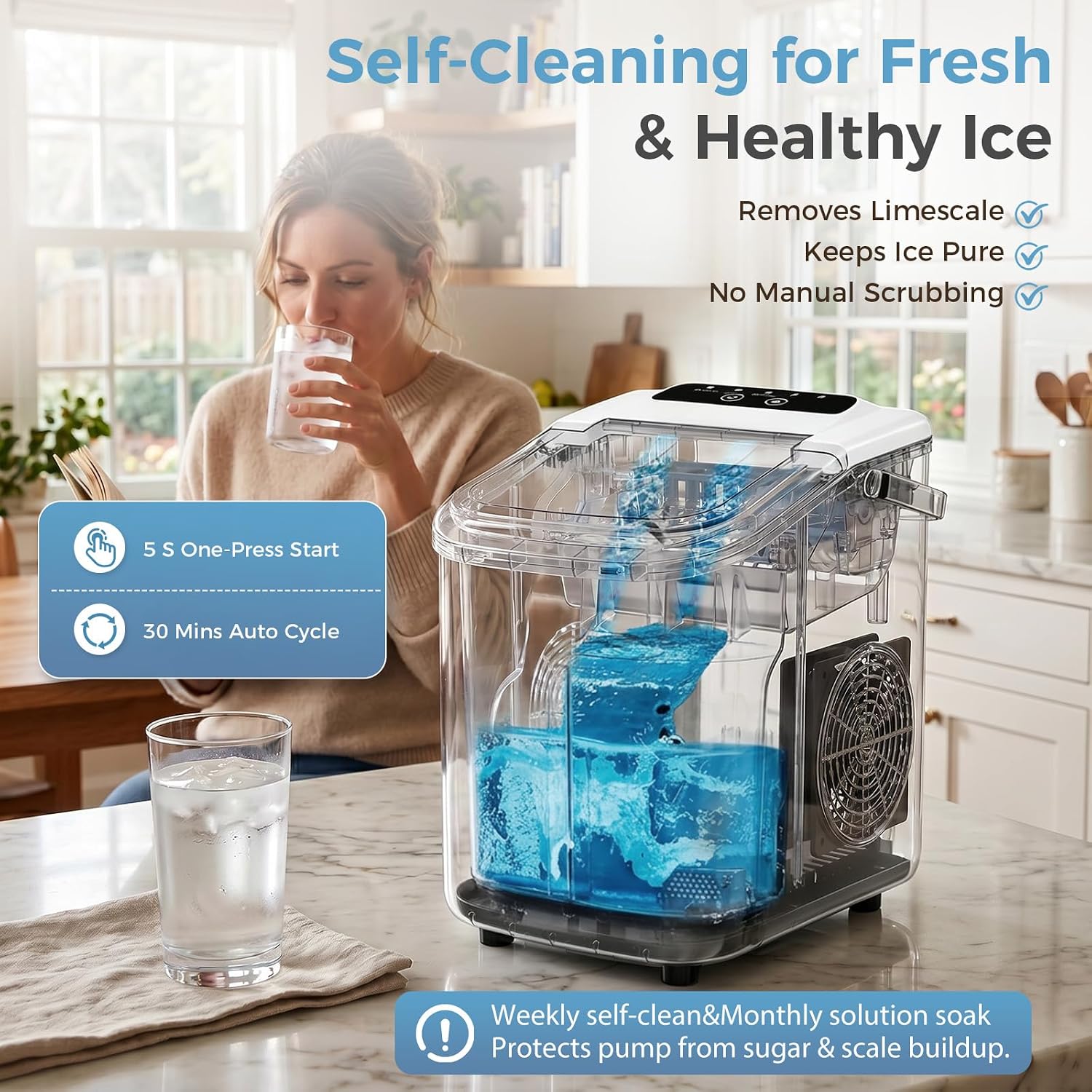 Thumbnail 6 de KMFurnila Countertop Ice Maker, 26 lb Daily Capacity