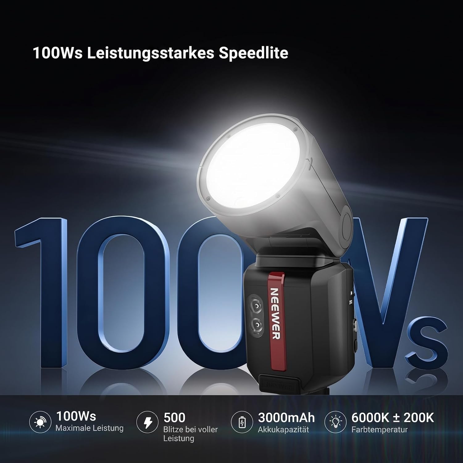 Detalle 2 de NEEWER 100Ws TTL Blitz mit Rundkopf – 2,4G Funk, Sony-Kompatibilität, Touchscreen