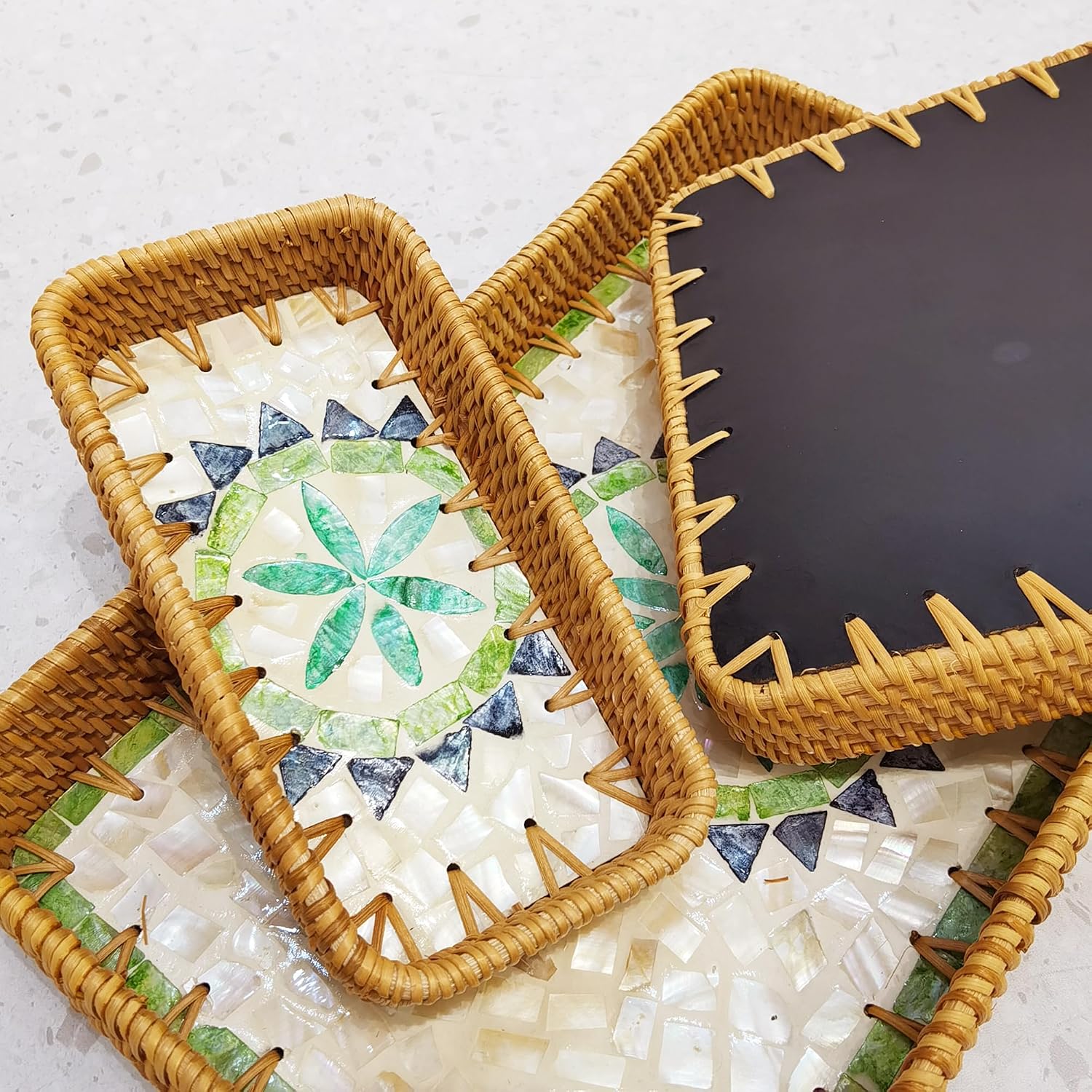 Detalle de i-lan Rattan Tray Set of 3