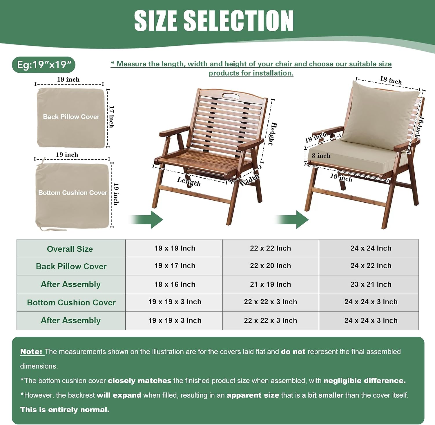 Detalle 2 de Summsun outdoor chair cushion set, 24 x 24 inch