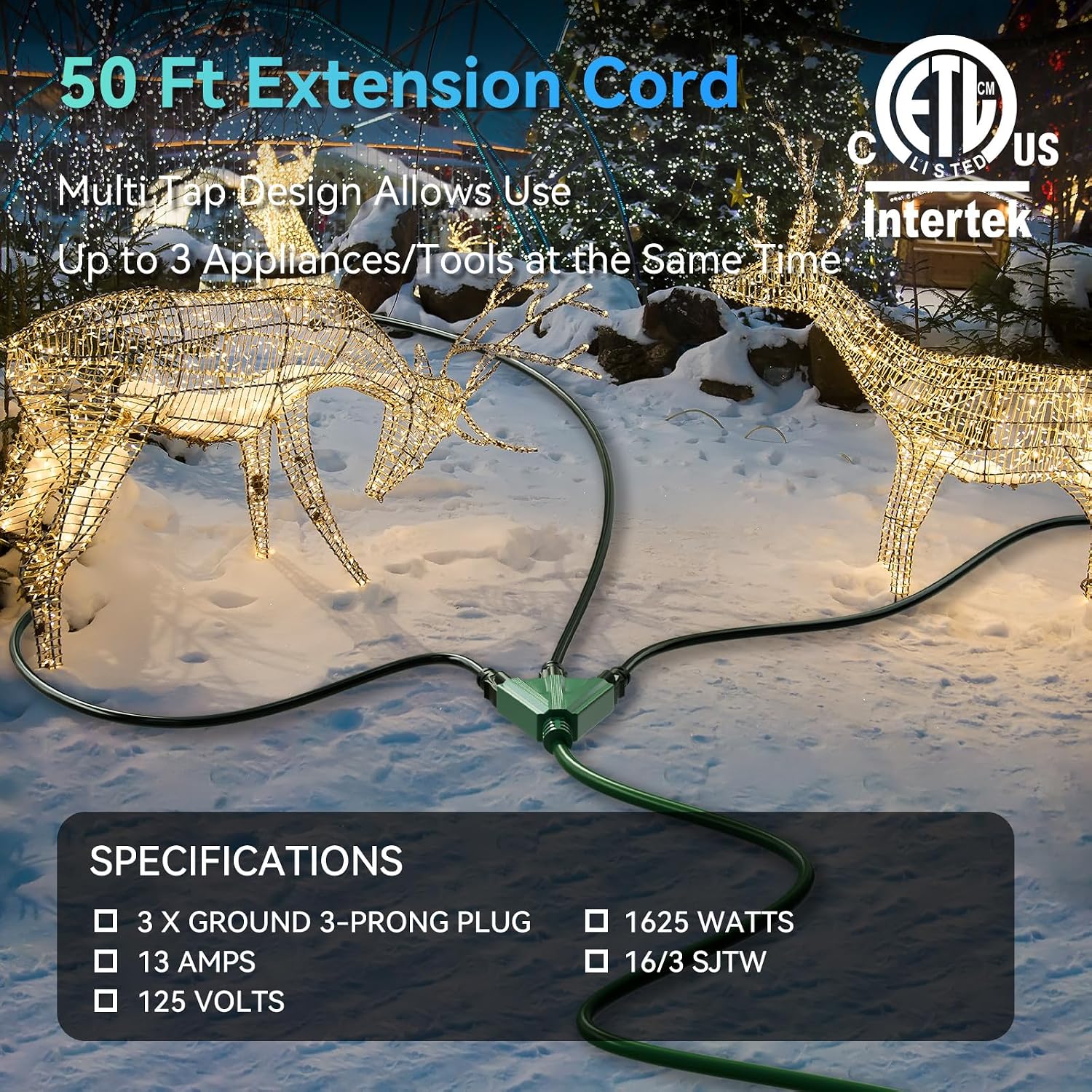 Detalle de K KASONIC FL-115B 50 ft Extension Cord, 3 Outlets, Grounded 16/3 SJTW
