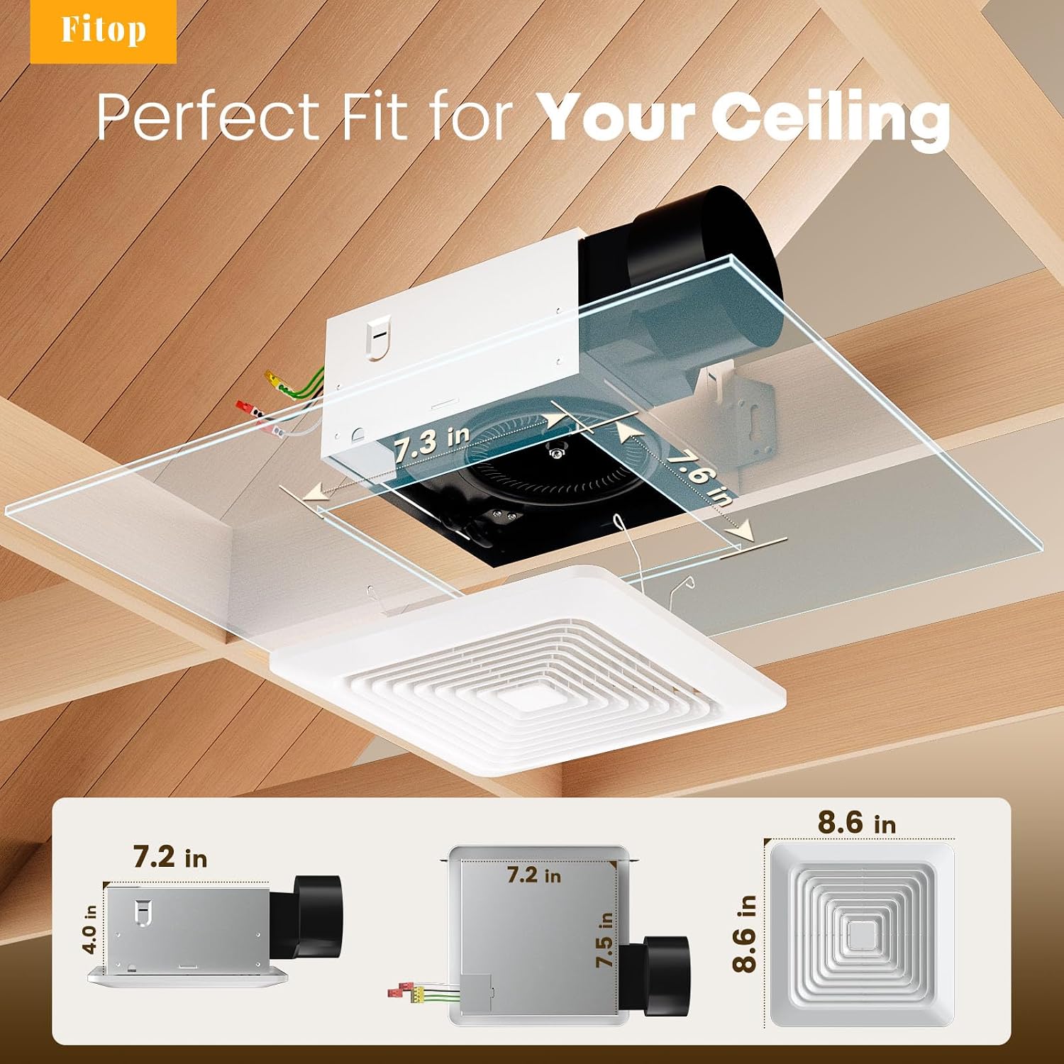 Detalle 2 de Fitop Bathroom Exhaust Fan 80 CFM