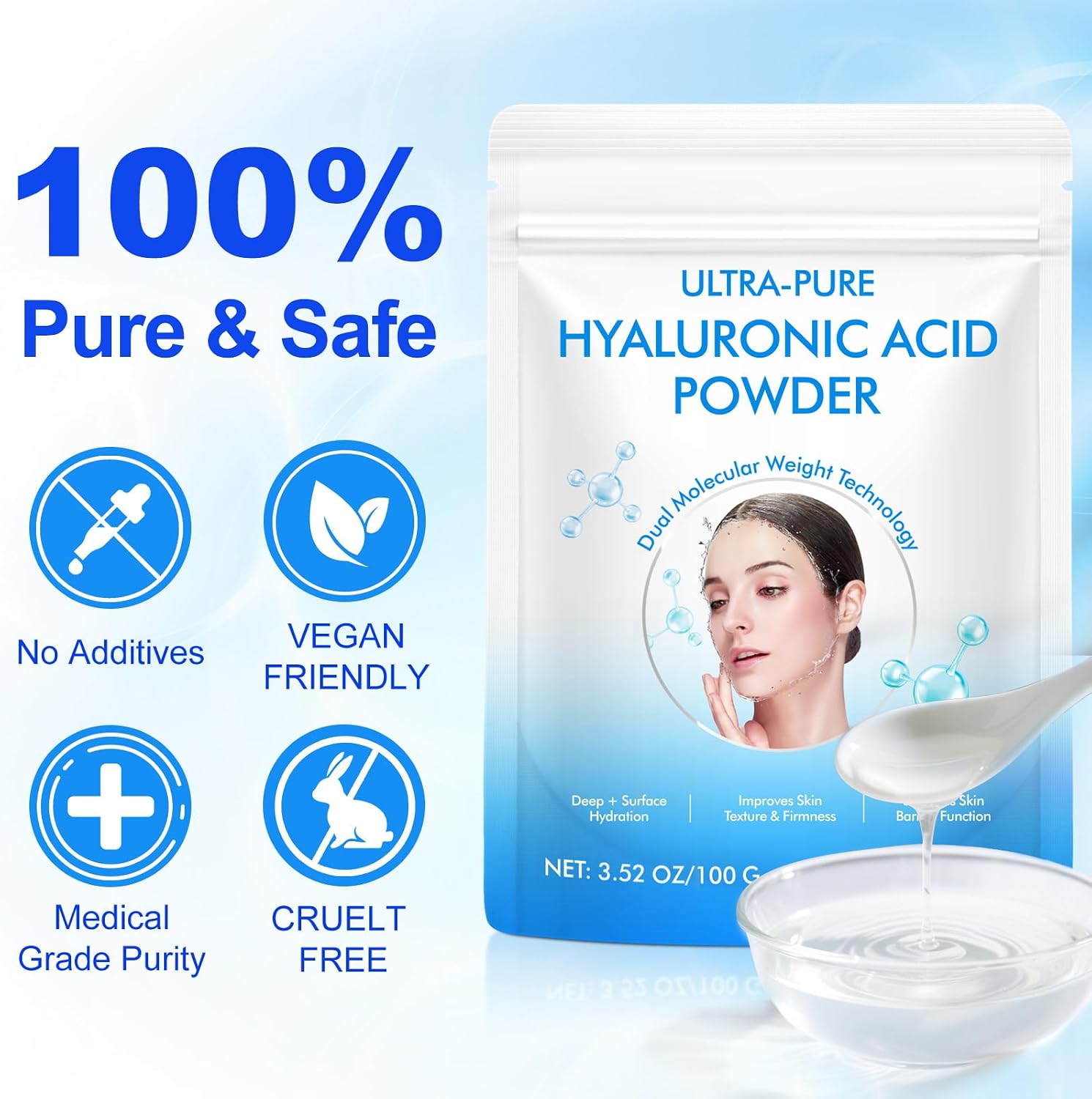 Thumbnail 6 de MAYPJHEH Hyaluronic Acid Serum Powder, Dual Molecular Weight, Vegan, Water-Soluble